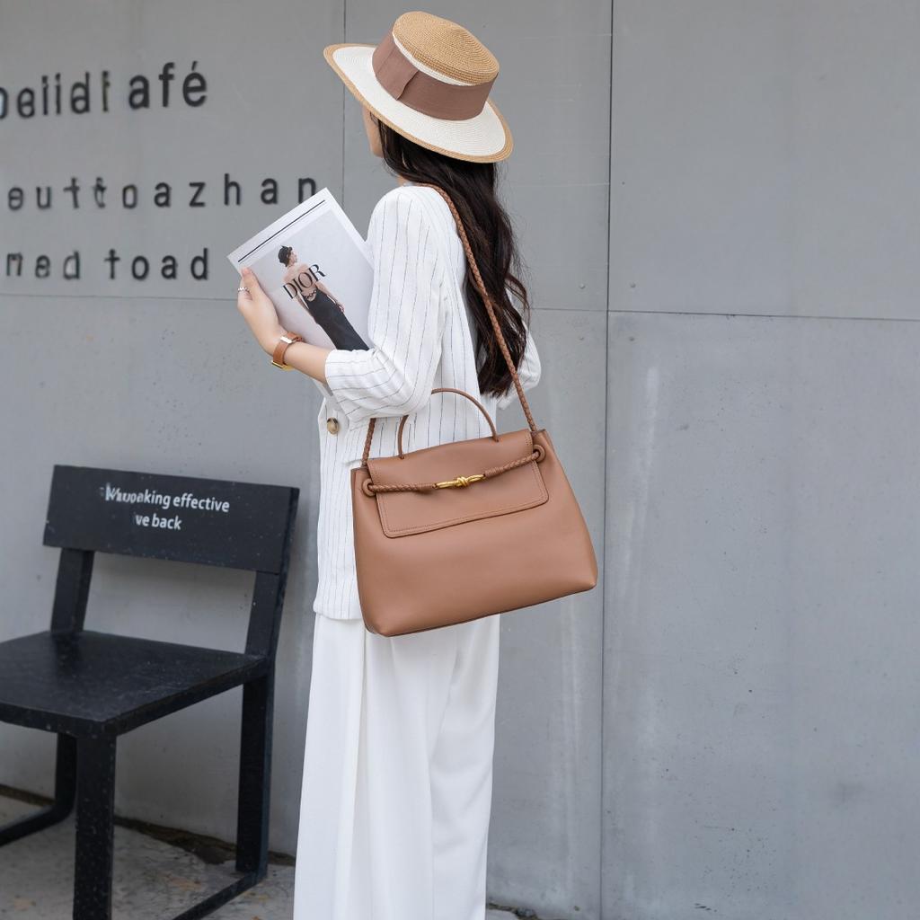 Skórzana Torebka Ręczna Stylu Old Money Luksusowa Europejski i Amerykański Styl Damska Torba Tote