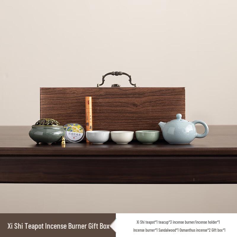 Ailanhui Jia WJ Chinese Style Ceramic Tea Set Gift Incense Burner Gift Box