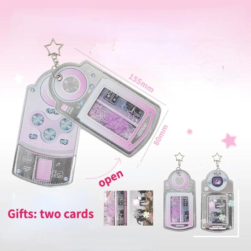 Creative PU Photocard Frame Retro Digital Camera Shape Photocard Holder with Chain Silver Picture Frames for Girls Wholesales