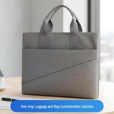 Handheld Business Meeting Briefcase with Logo - Large Capacity A4 File Bag for Men & Women