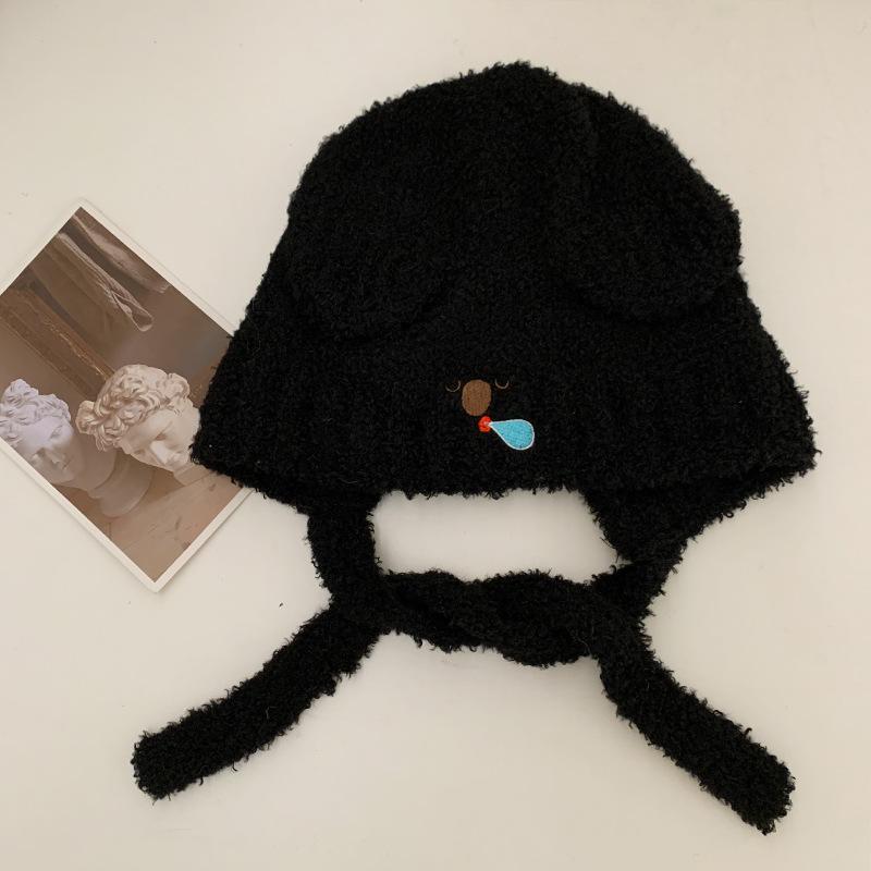 Korean Version of Cute Koala Knitted Woolen Hat for Women in Autumn and Winter Cycling To Keep Warm Ear Protection Hat Straps To Make The Face Smaller