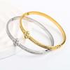 Elegant Four-Leaf Clover Zircon Bracelet: Gold-Plated Titanium Steel Floral Jewelry