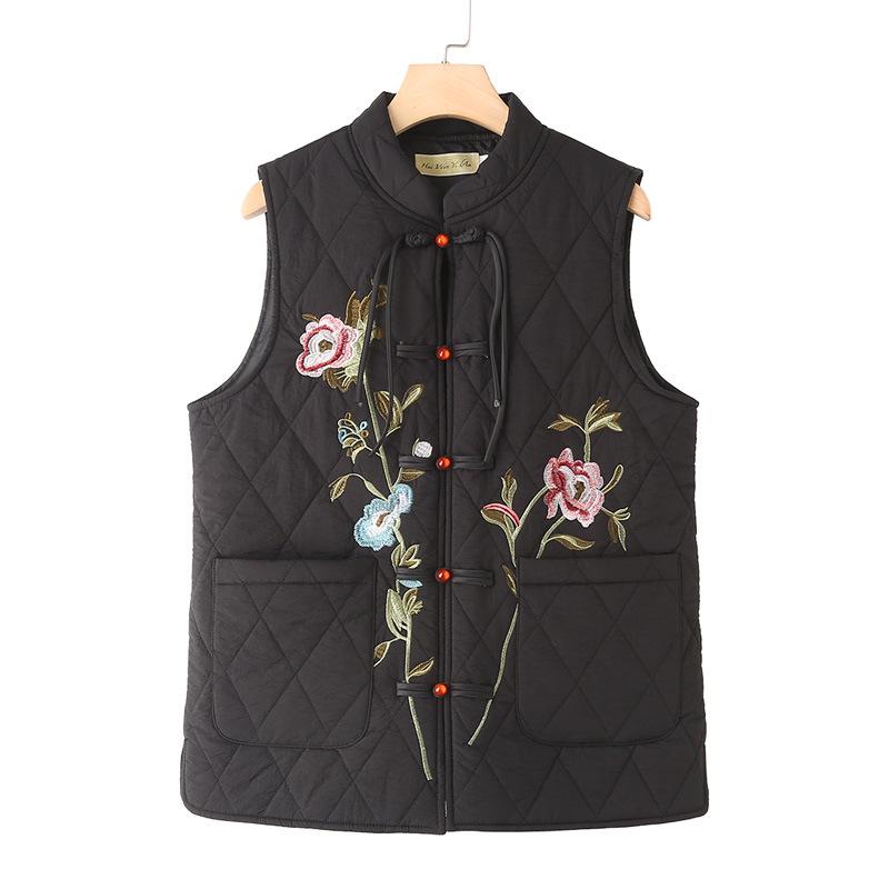 Women's Plus Size Thickened Down Cotton Vest for Autumn/Winter - Sleeveless Jacket for Middle-Aged and Elderly