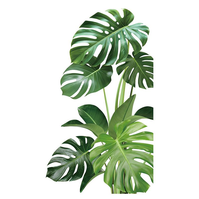 Large Monstera Plant Self Adhesive Wall Sticker for Living Room Corridor Entrance Hall Room Door Home Decor Fresh Green Vinyl Art