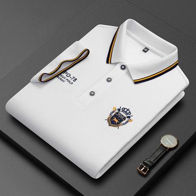 New Embroidered Men Polo Shirt Cotton Breathable Business Casual Loose Fit Short Sleeve  Top