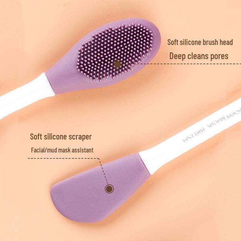 Dual-Head Silicone Mud Mask Brush and Face Cleaning Tool