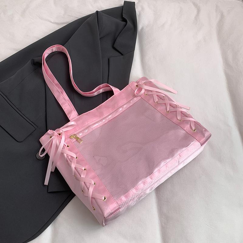 2025 summer small fresh two-dimensional yuan portable small tote girl ribbon tied shoulder underarm bag casual fashion