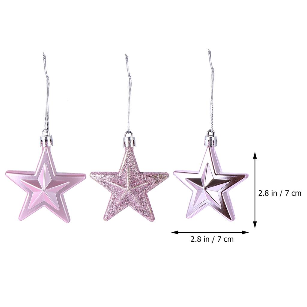 18Pcs Christmas Ornament Hanging Star Decor Five Pointed Tree Light for Holiday Home Office Party Xmas Tree Hanging Decoration