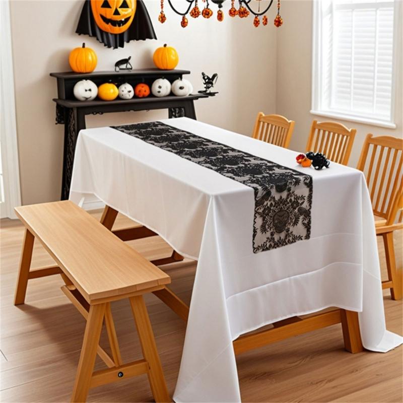 Skull Halloween Table Runner Decorative Lace Perfect For Dining Decoration Party And Seasonal Celebration