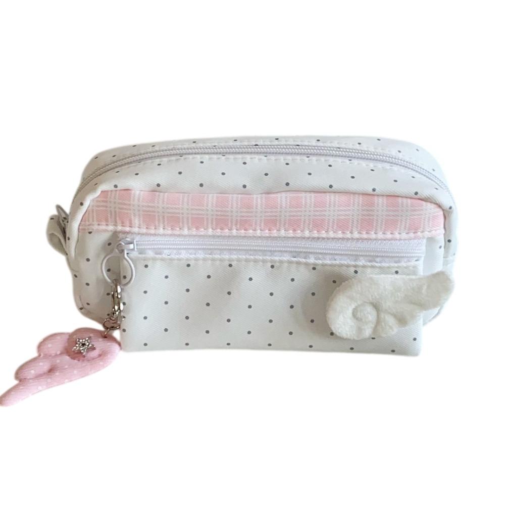 Print Wings Dots Pencil Case Y2k Pencil Pouch Sweet Korean Style Pen Bag Student