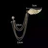 Angel Wings Tassel Chain Lapel Pin, Luxury Metal Feather Unisex Brooch Jewelry Gifts for Men Women