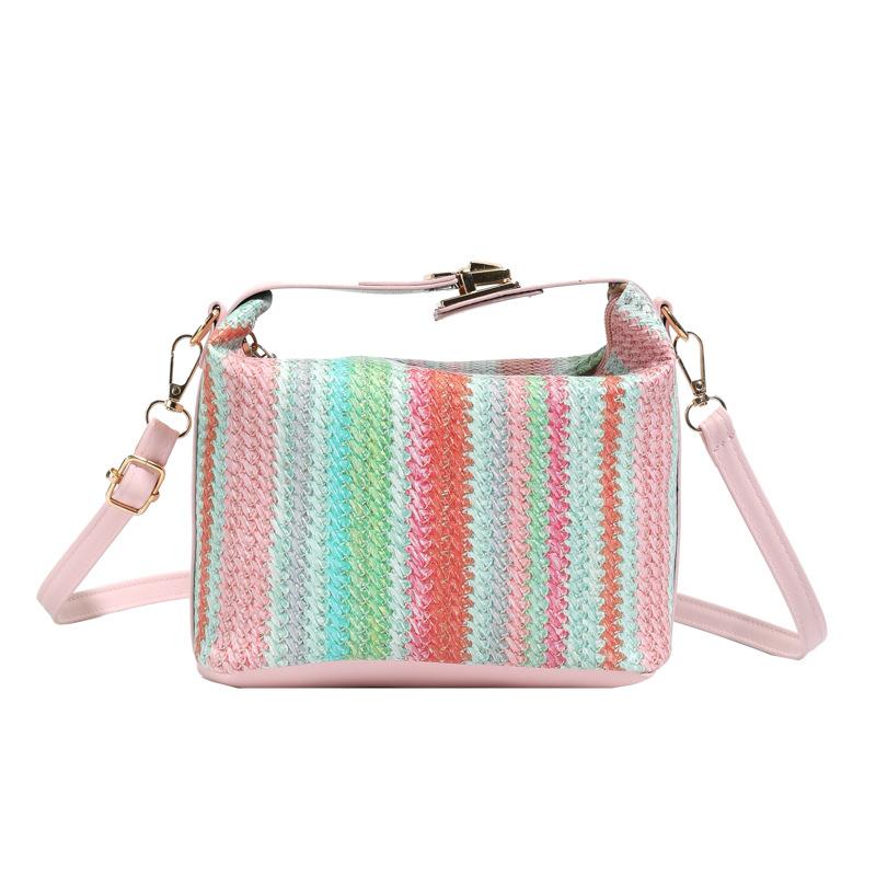 New Niche Design Handbag Bag Women's Versatile Contrasting Color Messenger Box Bag Temperament Commuter Woven Bag