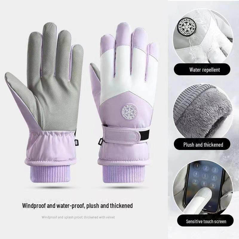 Winddichte, wasserdichte Skihandschuhe für das Radfahren im Freien im Winter, warm und kältebeständig mit Touchscreen-Funktion und dickem Samtfutter.