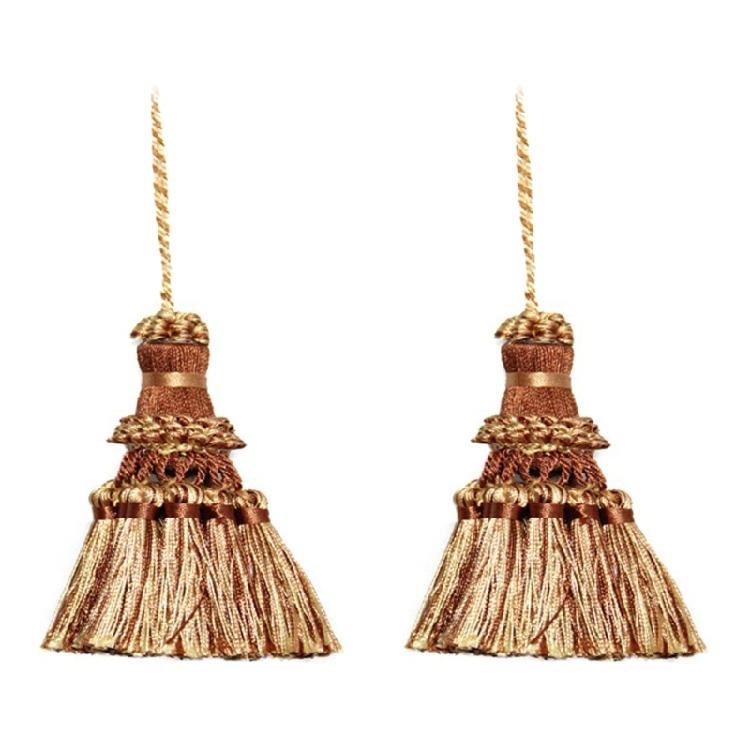 

2PCS Ethnic Type Curtain Hangings Pendants Handmade Curtain Tiebacks Decoration for Living Space світло-коричневого кольору