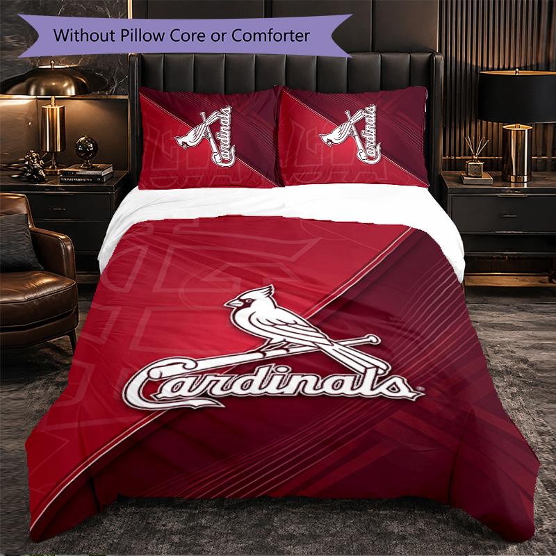 St. Louis Cardinals Pattern Microfiber 3Pcs Bedding Set Decor Duvet Cover Set For Bedroom Home Use