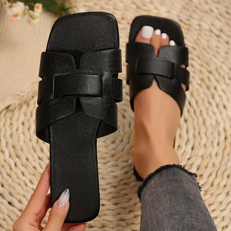 Fashion Brand Design Summer Slippers for Women 2025 New Fashion Square Toe Flat Sandals Woman Comfy Non Slip Beach Flip Flops Plus Size