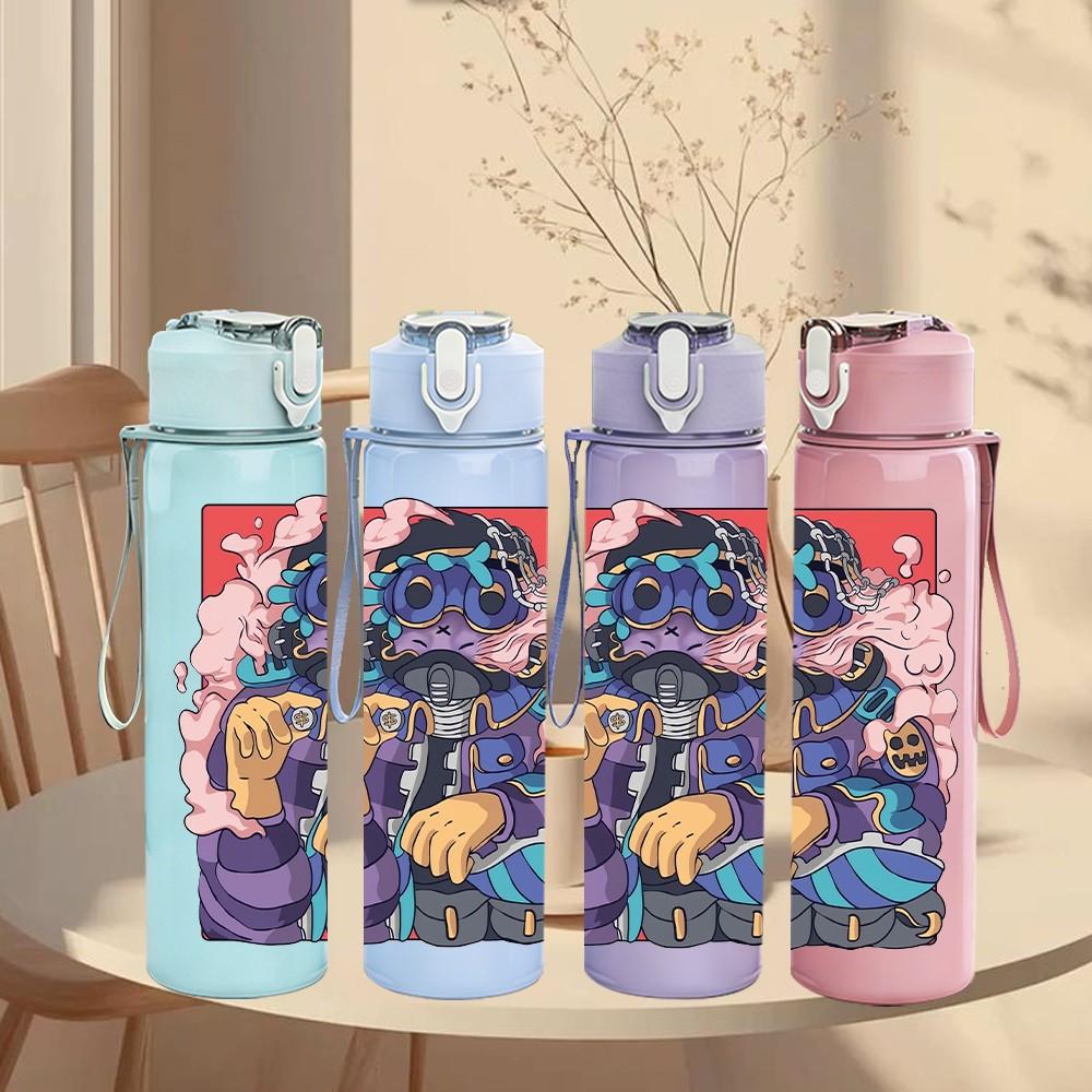 1PC Cool Street Style Monster Figure 750ml Color Plastic Sports Water Bottle Leakproof Flip Straw Lid Suitable for Sports Office Home Use