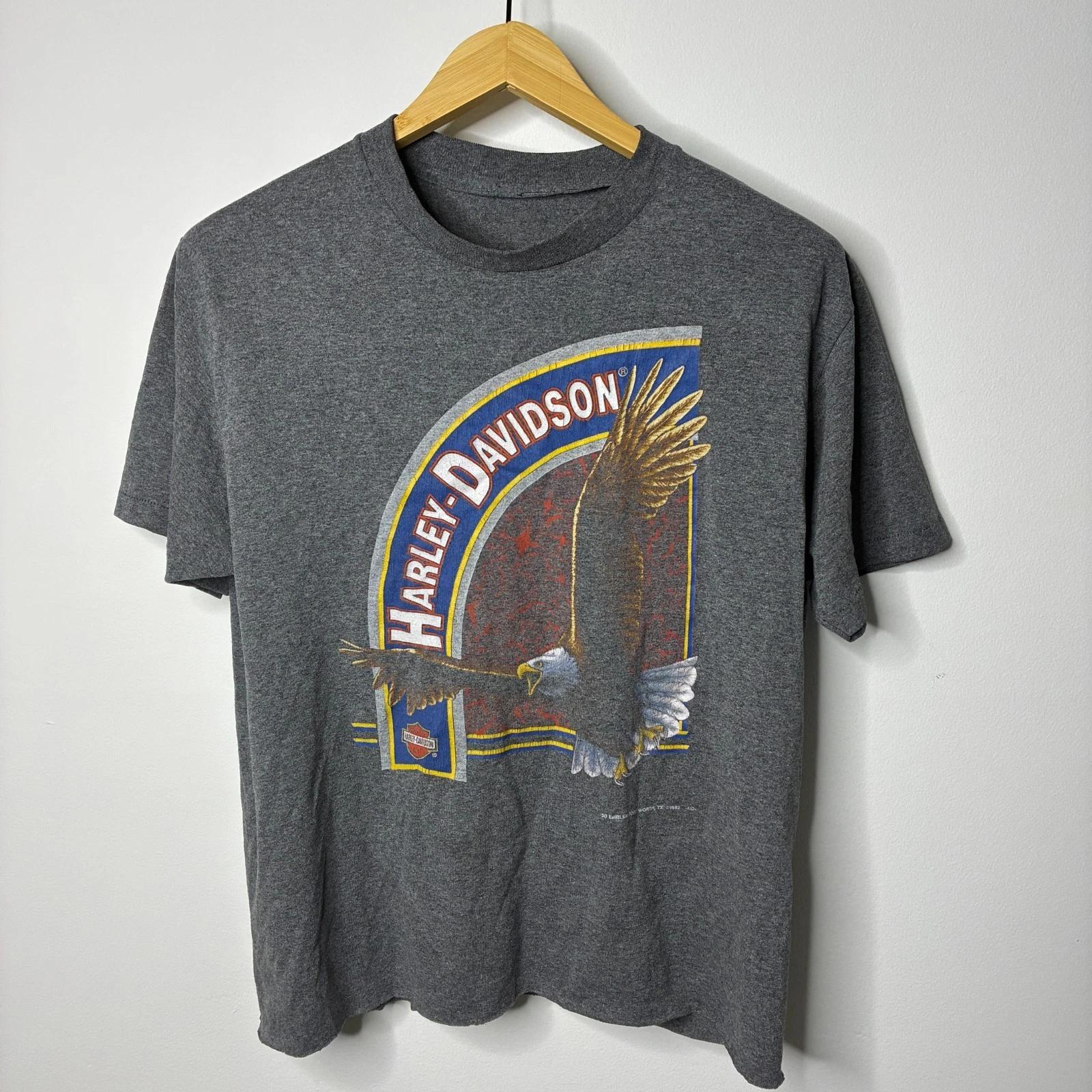 Винтажная футболка Harley Davidson с 3D эмблемой Мужская Средний размер Форт-Уэрт Орел 1992 Редкая S
