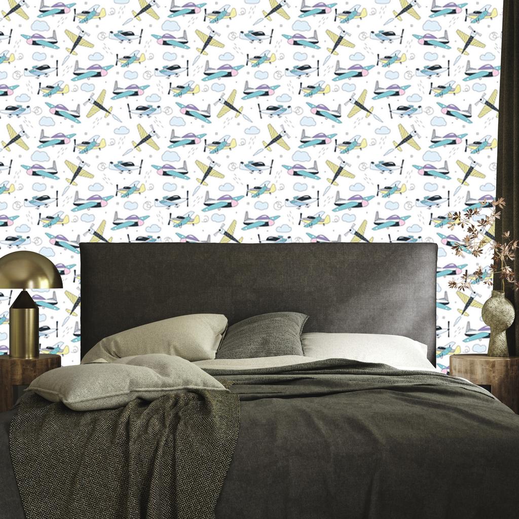Cartoon style airplanes wallpaper for living room and bedroom 50x1000