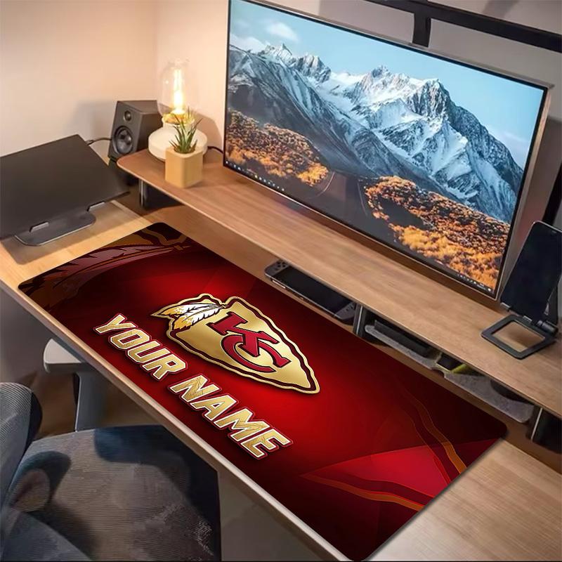 Kansas City Chiefs Druck Kissen Rutschfest Laptop Tablet Großes Mauspadd XXL Matte Mini-PC Spielmatte Mit Verriegeltem Rand