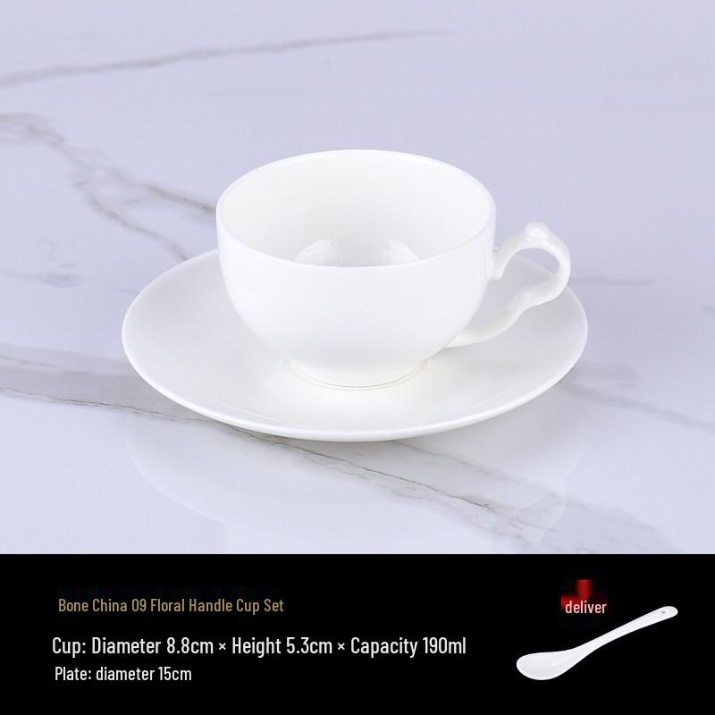 Luxurious Bone China Gold Rim Coffee Cup & Saucer Set - Pure White Ceramic English Style for Hotels and European Coffee Service