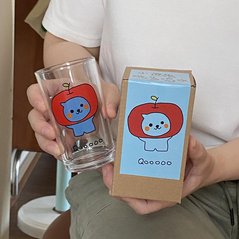 

Средневековое расписанное вручную яблоко, маленький странный стакан, мультяшный маленький синий человечек, чашка для жженого сока, кофейная чашка, подарок see picture