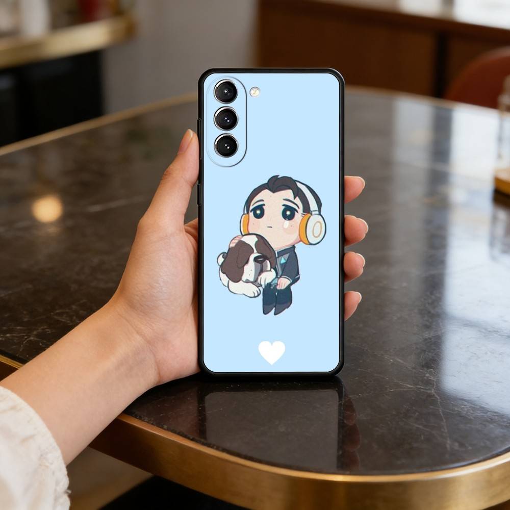 D-Detroit Become-Human Phone Case For Samsung S25,24,23,22,30,21,10,9,Ultra,Plus,Lite,FE,4,5 G Soft Black Case