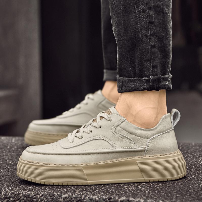 Genuine Leather Casual Shoes Luxury Brand Mens Stylish Sneakers Lace Up Oxford Walking Footwear Comfort Outdoor Jogging Shoes