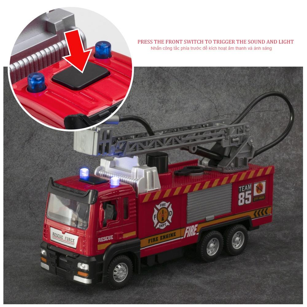Non-Toxic Water Spray Fire Truck Toy Simulation Alloy Sound And Light Ladder Rescue Fire Truck Car Model Children'S Toys Birthday Gift