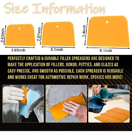 15Pcs/Set Automotive Body Fillers Hard Plastic Scraper for Fillers, Putties, Glazes or Caulking Agents Car Body Maintenance