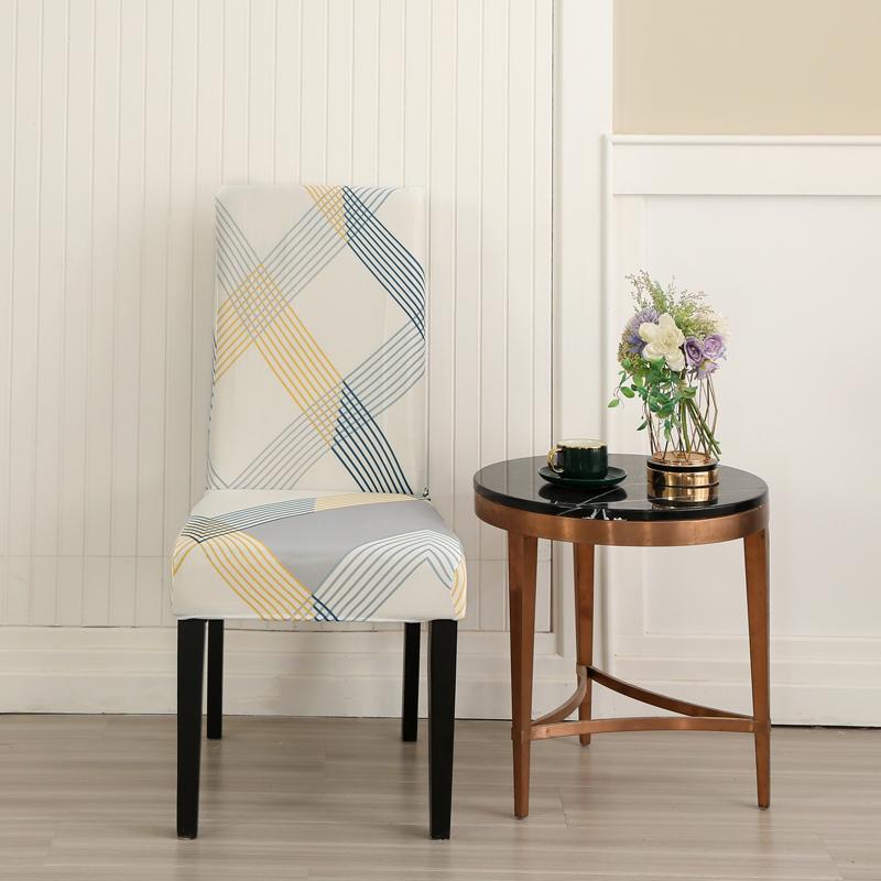 1PC Geometrischer elastischer Esszimmerstuhlbezug Stretch Sitzbezug Schonbezüge Stuhlhussen für Esszimmer Hochzeit Hotel Bankett Büro