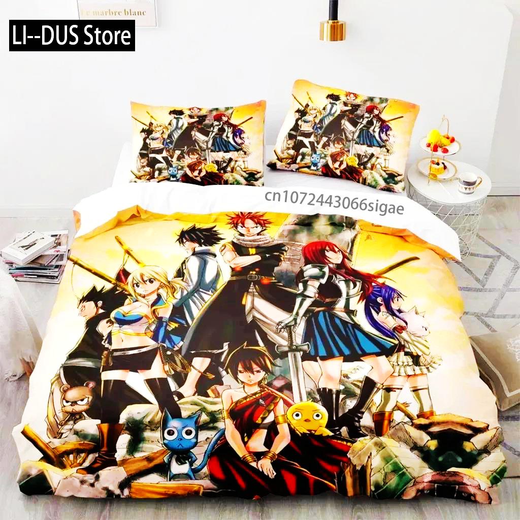 Comforter 3D Print Fairy Tail Anime Natsu Bedding Set Bed Set Comforter King Queen Size Boys Adult
