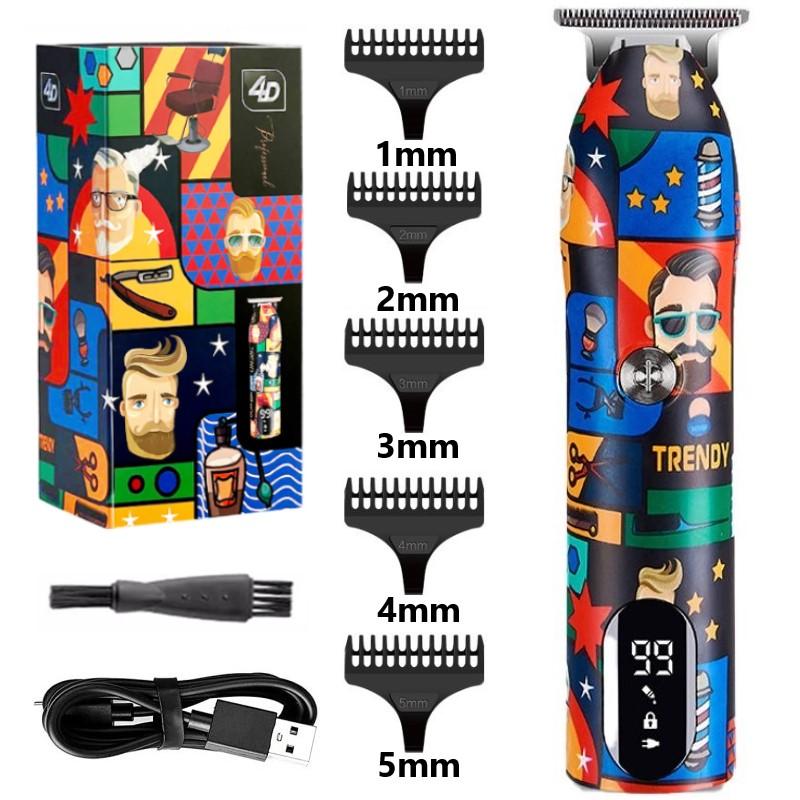 Professional Barber Hair Clipper Rechargeable Graffiti Electric Finish Cutting Machine Beard Trimmer Shaver Cordless Work