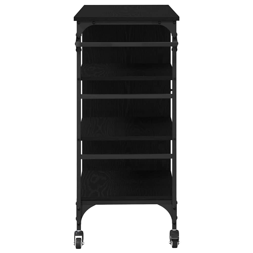 Kitchen Trolley Black Oak Effect 87.5 X 39 X 84.5 Cm