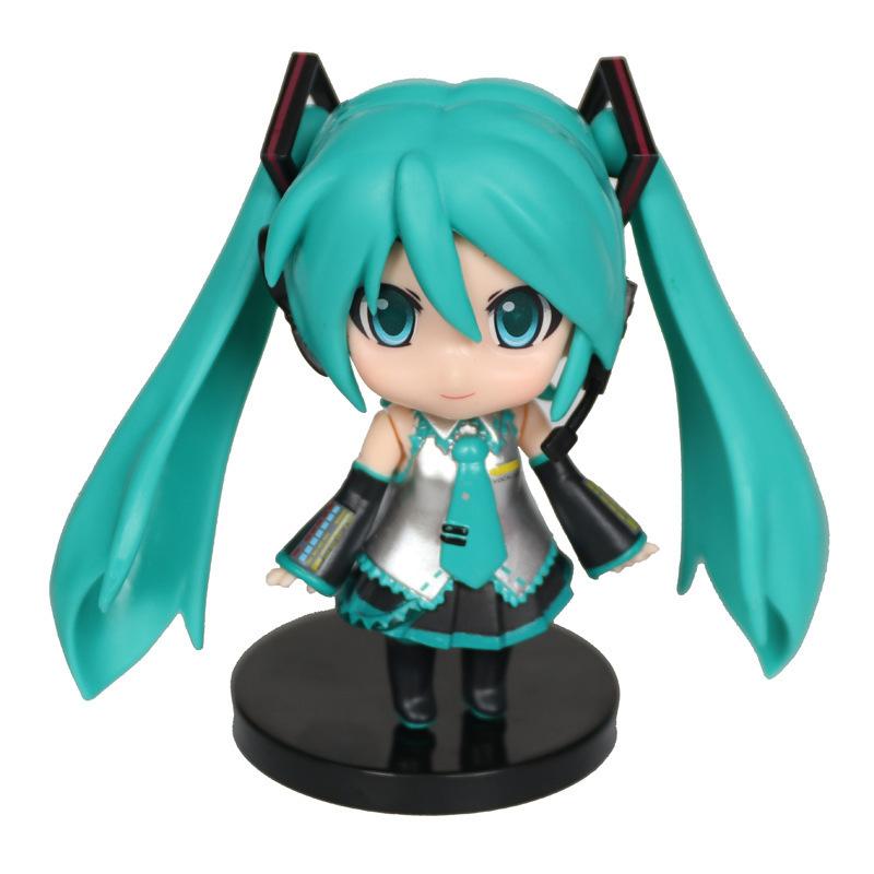Anime New Hatsune Miku Figure Mini Character Ornaments Kawai Pink Green Hatsune Home desk Decoration Adult kid Birthday Gift