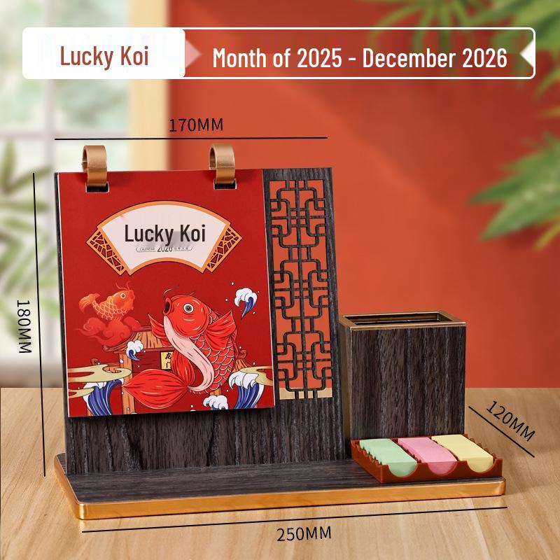 2026 Desk Calendar: Multifunctional Wooden Stand with Pen Holder & Self-Discipline Planner - Exquisite Gift Set, Customizable