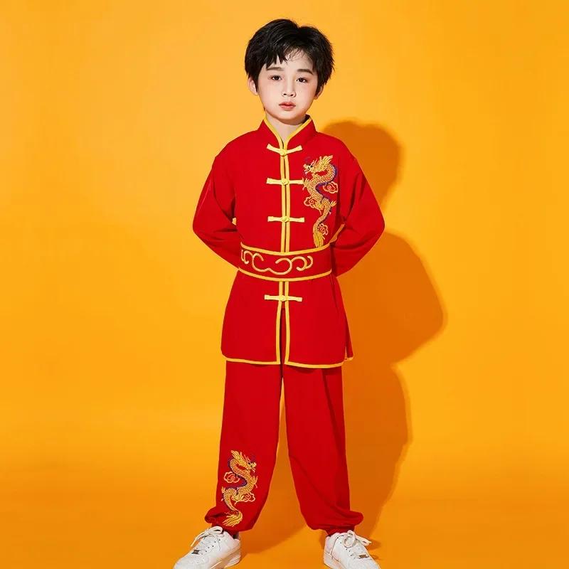 

Martial Arts Costumes Set Kids Girls Clothes Kung Fu Enfant Perform Outfit Boy Tai Chi Uniform Children s Sets Wushu Baby Suit 170 червоний