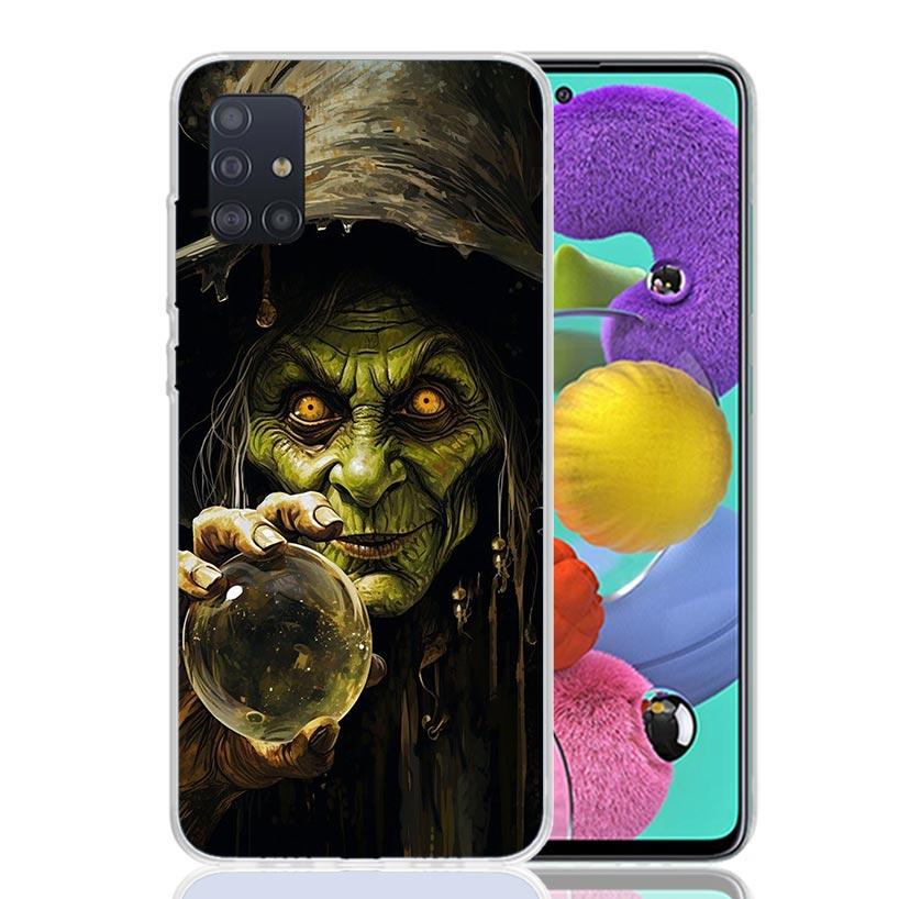 Halloween Moon Witch Horror Phone Case For Samsung Galaxy A52 A32 A22 A12 A02S A50S A30S A51 A31 AA71 Note 20 Ultra 10 S10 Plus