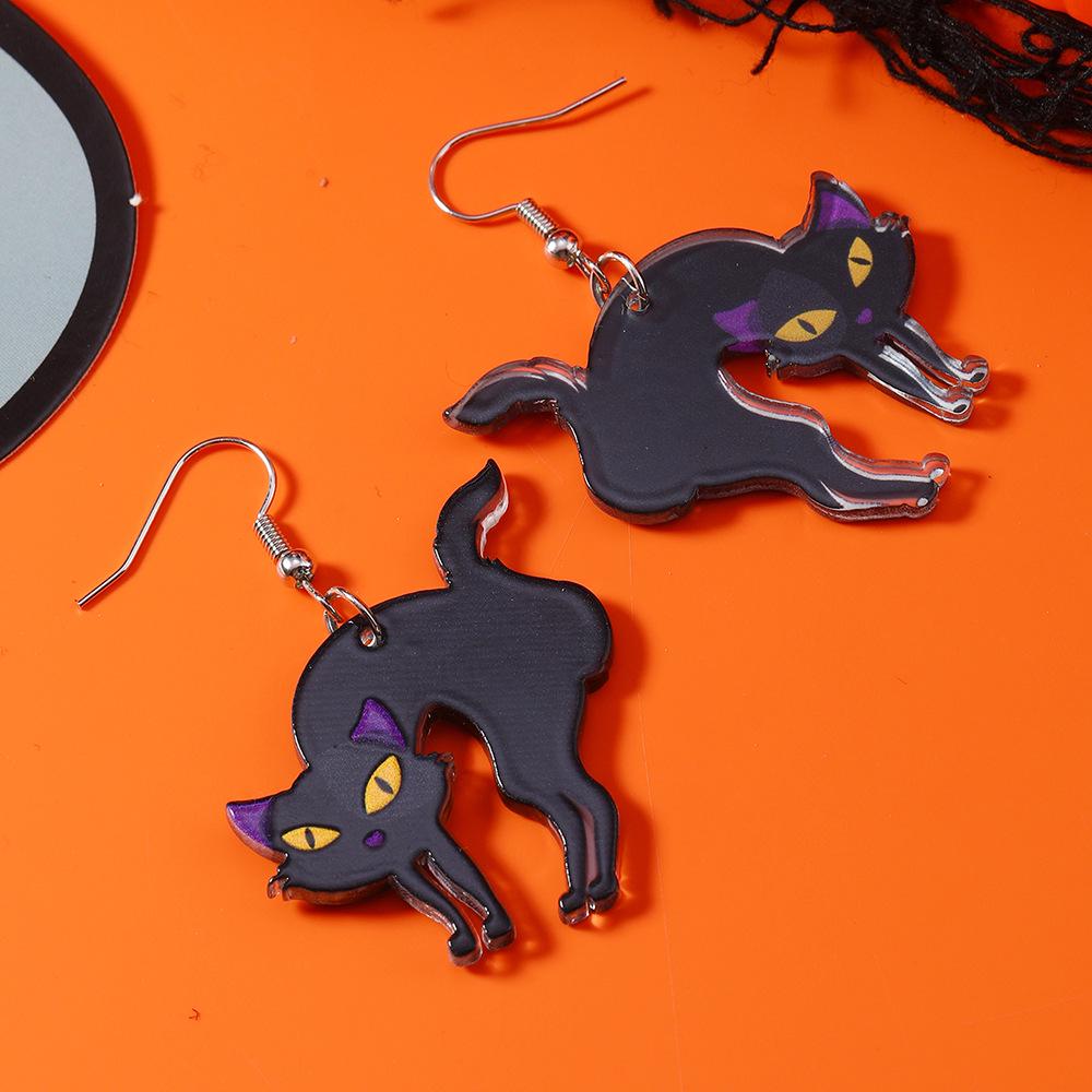 Halloween Skull & Bat Acrylic Earrings: Unique Horror Fashion for Women