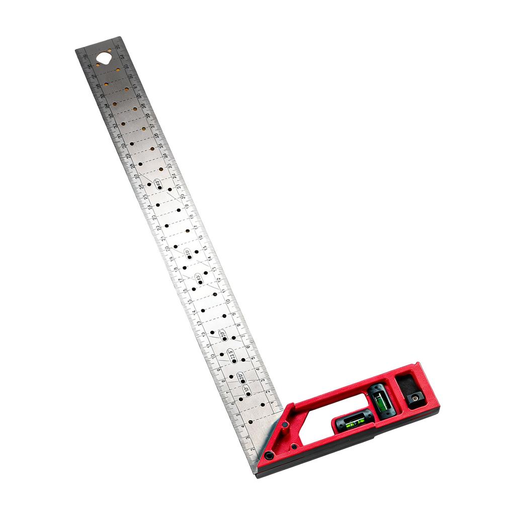 Professional Measuring Instrument With High Accuracy Lasering Scale Integrated Bubble Level And Multiple Angled Hole Designs For Carpentry Projects