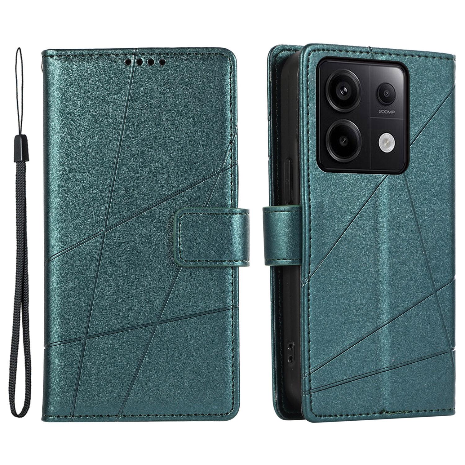 

DF-06 Кожаный чехол для Xiaomi Redmi Note 13 Pro 5G/Poco X6 5G с тиснением в виде линий, обложка-кошелек Green