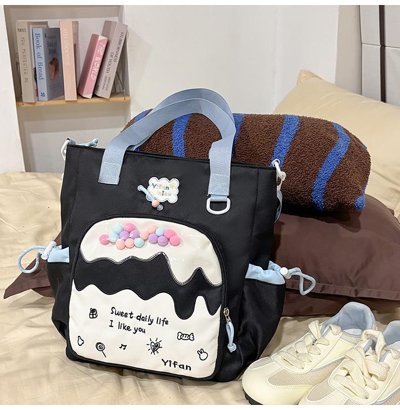 Schoolbag high-end college style junior high school student schoolbag female cream pain bag backpack fresh and cute large capacity backpack