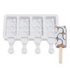 Silicone Ice Cream Mold 4 Holes Popsicle Cube Maker Mould Chocolate Tray Kitchen Gadgets Dining Bar Home Tools