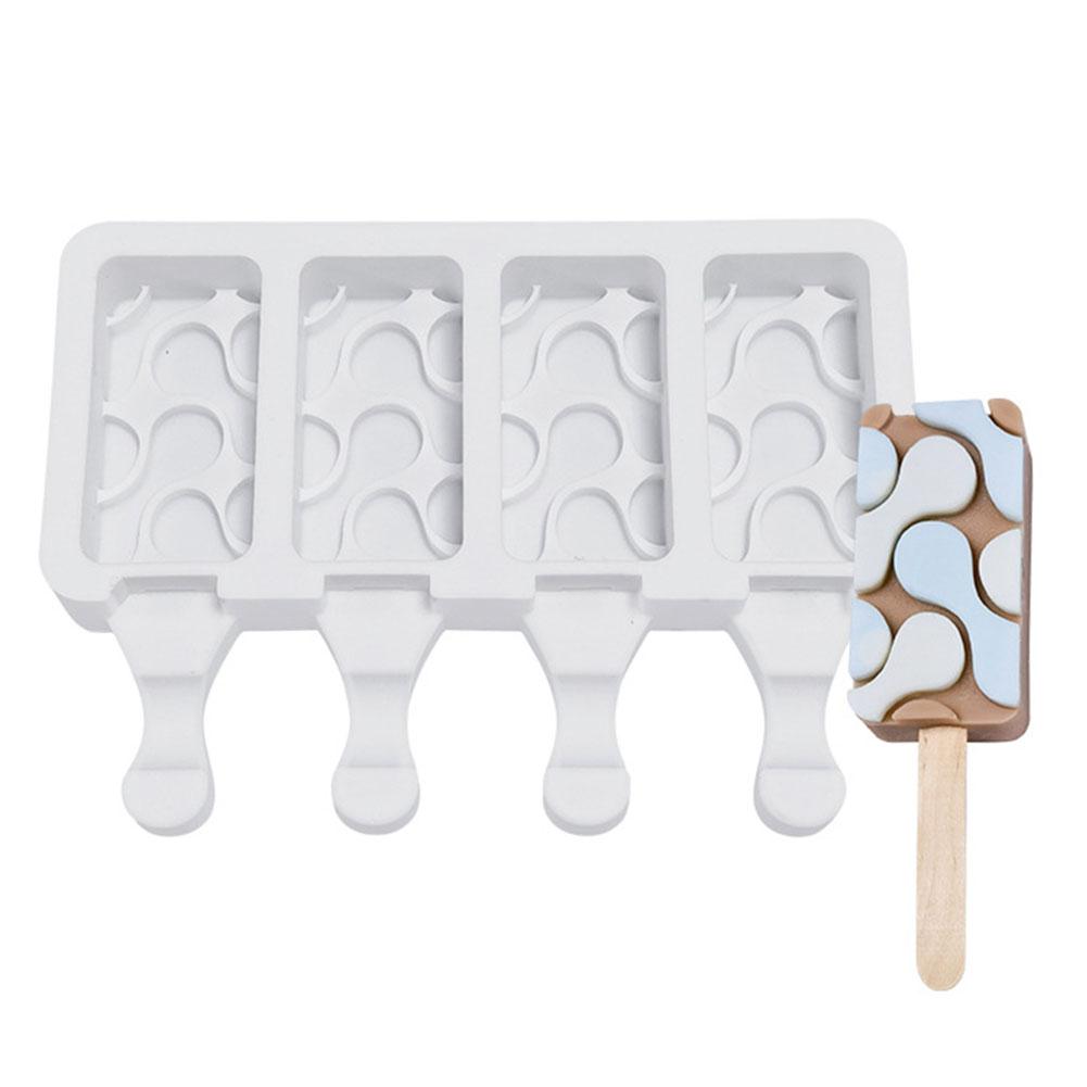 Silicone Ice Cream Mold 4 Holes Popsicle Cube Maker Mould Chocolate Tray Kitchen Gadgets Dining Bar Home Tools