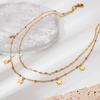 European and American Ins Exquisite Fashion Five-pointed Star Fringed Double-layer Necklace Women's Plated 18k Gold Stainless Steel Waterproof Neck