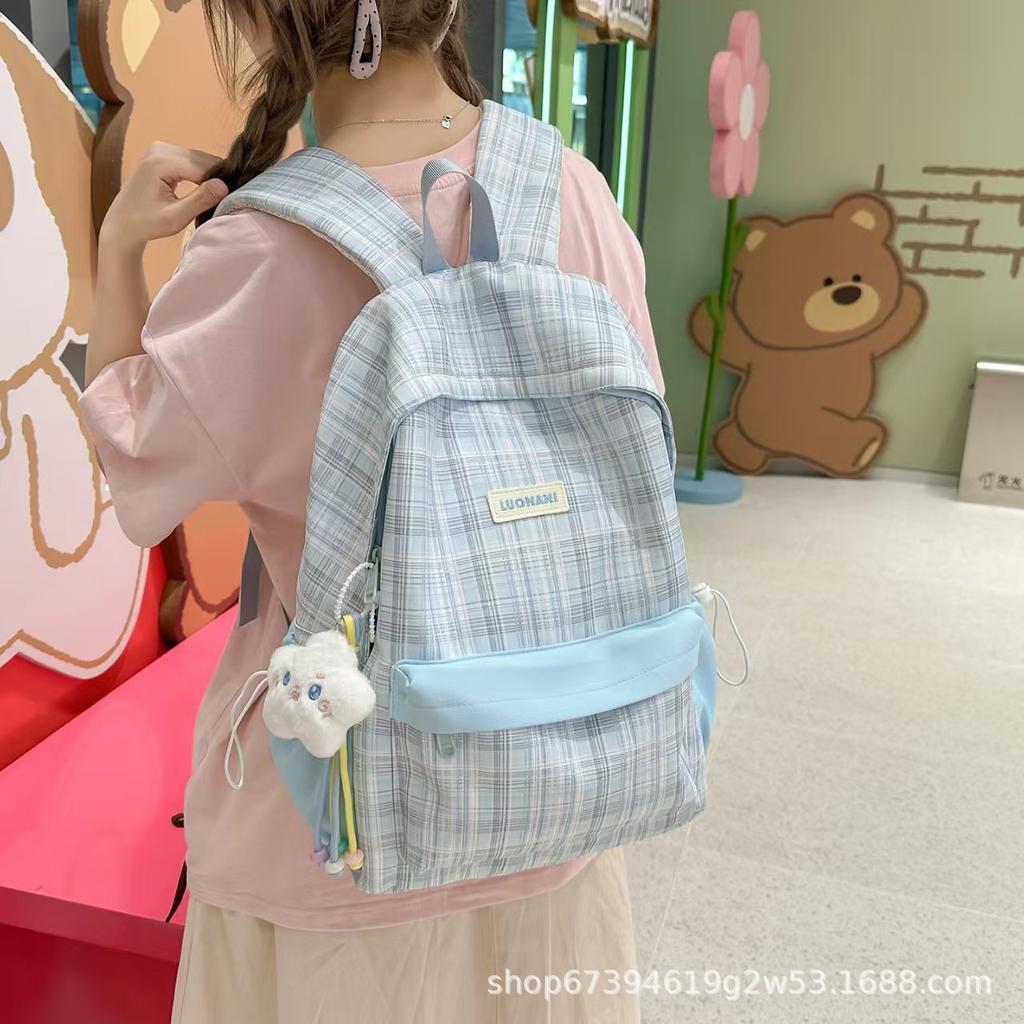 Plecak w stylu japońskiej kraty Schoolbagins, niszowy, dla dziewcząt z gimnazjum, licealistek, plecaki szkolne, damskie plecaki podróżne o dużej pojemności