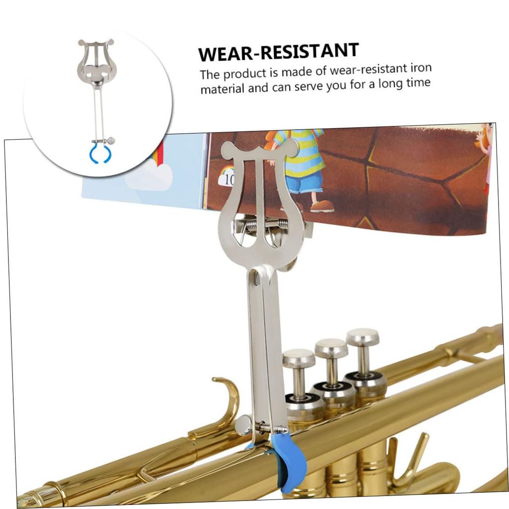 VICASKY Trumpet Sheet Music Clip, Portable Score Holder, Silver, Lightweight, 55g, Compact Design, for Music Sheets