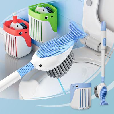 1 Stück Wal-Sprühflüssigkeit Toilettenbürste Ohne Totwinkel und Saugfuß Silikon Reinigungsset Toilettenbürste