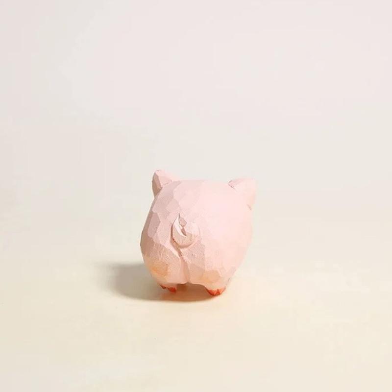 Handmade Wood Carving Pig Car Ornaments Office Computer Desktop Decorations Birthday Gifts