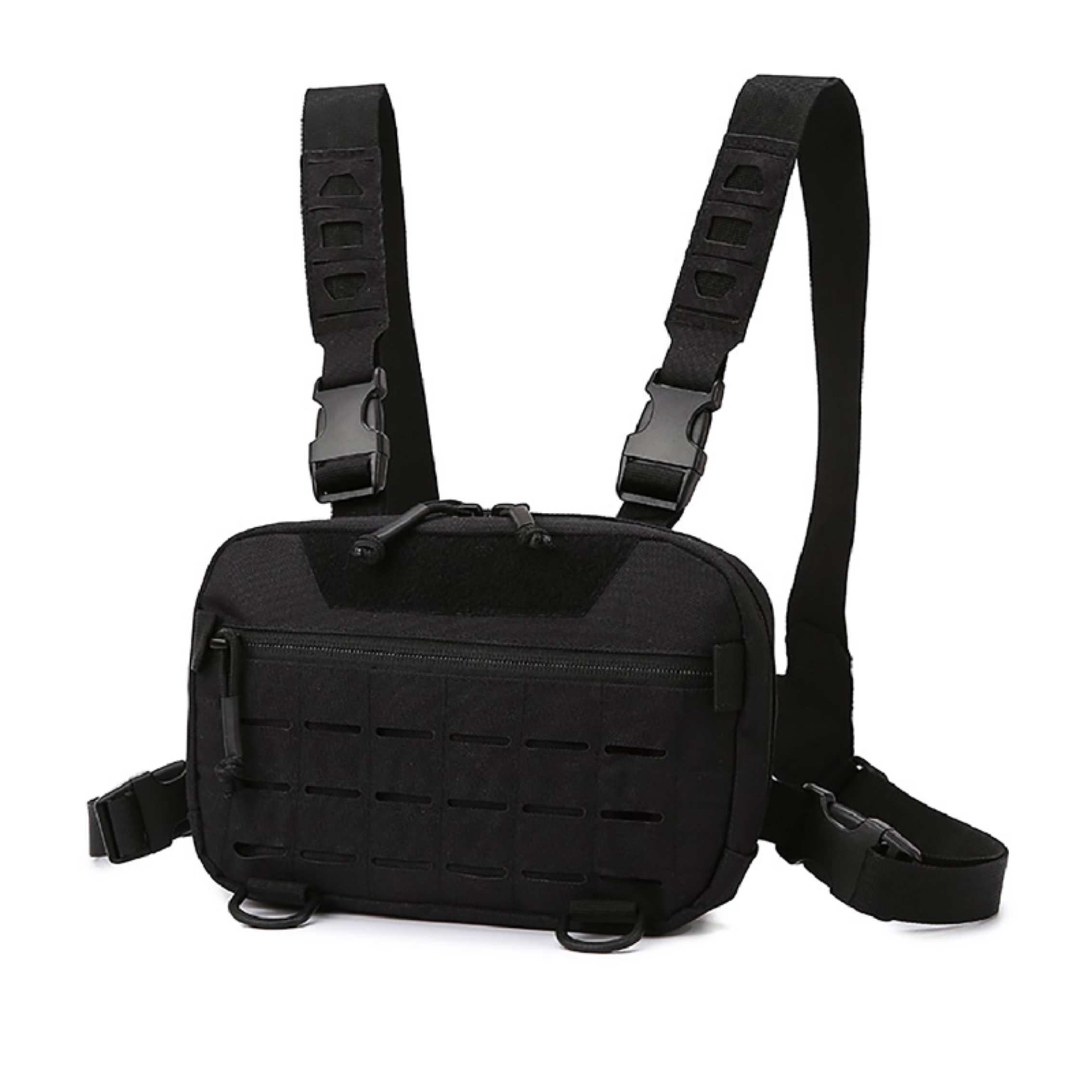 Sac de poitrine Molle pour hommes Gilet de sport d'extérieur pour voyage Randonnée Trekking Sac à dos de chasse Sacs de pêche pour cyclisme Pochette avant Rig Other noir